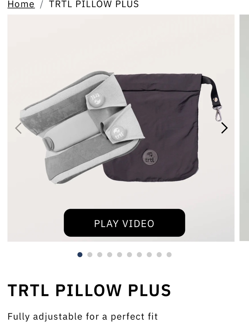 TRTL Pillow Plus Travel Neck Pillow - Gray